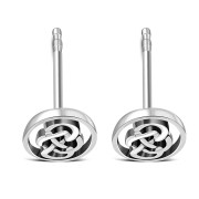Oval Large Celtic Knot Stud Silver Earrings, ep285